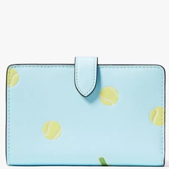 Kate Spade Tennis Grand Slam Medium Compact Bifold Wallet In Blue Multi NWT - Picture 3 of 8